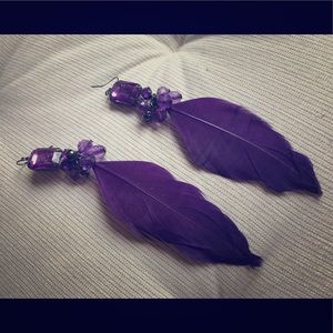 Purple Feather Earrings